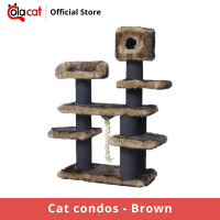 Colacat Cat condos - Brown  คอนโดแมว ที่ข่วนเล็บแมว 6ชั้น 3เสา ฐานทรงสี่เหลี่ยม สีน้ำตาล