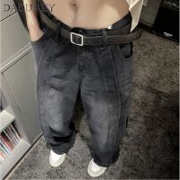 DaDuHey American Retro High Street Handsome Loose Straight Jeans Mens 2023 New Fashion Wide-Leg Drinking Versatile Casual PantsTH