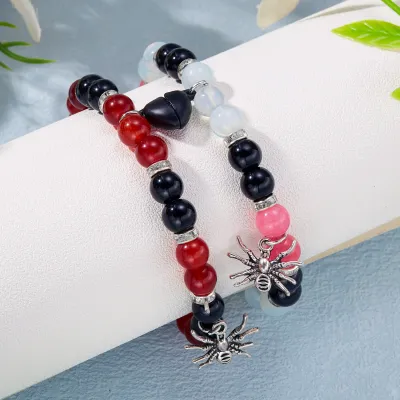 Womens Spider Bracelets Halloween Couple Accessories Aesthetic Party Jewelry Halloween Spider Bracelets Magnetic Couple Bracelets
