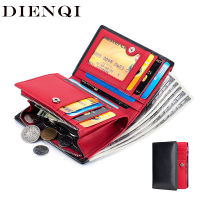 DIENQI Rfid Genuine Leather Men Wallets Money Bag 2021 Male Card Holder Coin Short Zipper Small Clutch Wallets Purse Black Walet