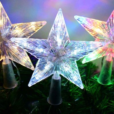 LED Star Lamp Christmas Tree Top Star Light Xmas Tree Hanging Ornaments Battery Power New Year Christmas Decorations For Home
