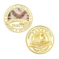 ชุดเหรียญที่ระลึกชุบทองทหารผ่านศึกอเมริกัน11.11ชุดสะสมเหรียญสหรัฐอเมริกาพร้อมผู้ถือเหรียญทองแท่ง