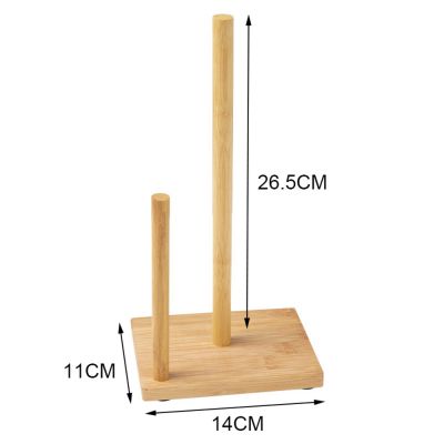 Paper Towel Holder Rustic Countertop Bamboo Wood Standing Paper Roll Holder For Cabinet Table Bathroom Kitchen