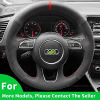 DIY Hand-Stitched Black Alcantara Leather Car Steering Wheel Cover For Audi Q3 2013-2018 Q5 2013-2017 Q7 2012-2015 Car Interior Steering Wheels Access