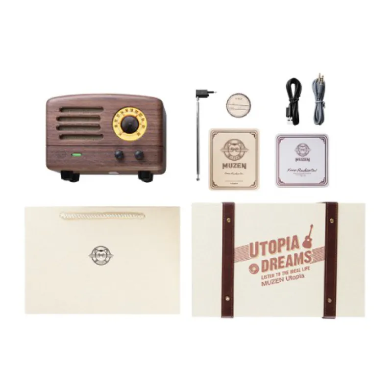 MUZEN OTR Wood and Utopia Retro Portable FM Radio Bluetooth Speaker