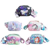 [ความหรูหรา] Soft PU Unicorn Cartoon Children Coin Purse Cute Animal Zipper Kid Shoulder Bag Girl Messenger Bag Mini Handbag