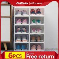 6Packs Transparent Shoe Shoes Organizers Plastic Thickened Dustproof Storage Stackable Combined Cabinet