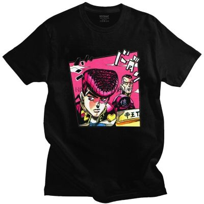 Novelty Josuke And Okuy T Shirt Men Short Sleeves Soft Cotton T-shirt Cal Jojos Bizarre Adventure Tees Graphic Tshirts