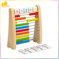 Hyccccouue ทำจากไม้ที่มีสีสัน Abacus สิบกรอบของเล่นช่วยการนับชุดการศึกษาสำหรับเด็กของขวัญกับบัตร