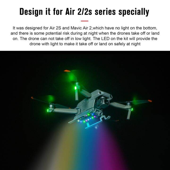 plz-startrc-ชั้นสำหรับฝึกเกียร์ลงจอดเพิ่มไฟ-led-ป้องกันการตกสำหรับ-dji-air-2s-สีเทา