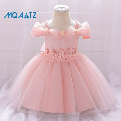 MQATZ One Shoulder Baby Girl Dress Birthday Girl Clothes Floral Princess Lace Party 3-24 Month L1946XZ