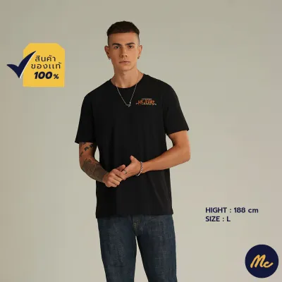 Mc Jeans เสื้อยืดแขนสั้นผู้ชาย คอกลม สีดำ Biker Collection MTSZ902