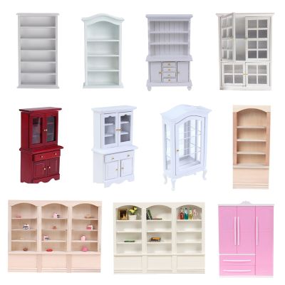 【YF】❅✼✼  1:12 Dollhouse Miniature Bookcase Showcase Storage Cabinet Locker Display DollHouse Accessory