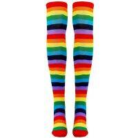 【HOT】┋ Colorful Striped Socks Over the Knee Clown Costume Stockings for Circus Parties