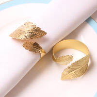 6PCS Leaf แหวนผ้าเช็ดปากโลหะ,Matte Golden Napkin Buckles,งานแต่งงานตกแต่งตารางงานฝีมือผู้ถือ Handmade Party Supplies