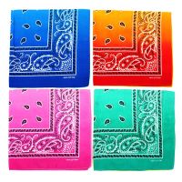 Cotton Bandana Men Bright Gradient Color Blue Orange Pink Green Squares Neck Scarf Women Hiphop Headband Handkerchief Headwear Headbands