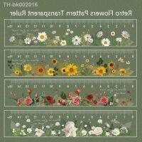 ◐┅۞ 15cm Retro Flowers Pattern Transparent Measuring Ruler Multi-function Straightedge DIY Drawing Tools Student Gift Stationery