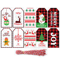 50pcs Merry Christmas Gift Tags with Strings Xmas Decor พิมพ์กระดาษการ์ดป้าย 2022 ตกแต่งคริสต์มาสอุปกรณ์บรรจุภัณฑ์-ZOK STORE