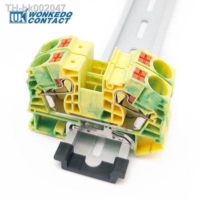 ♠ 1Pc PT16-PE Ground Modular Terminal Strip 16mm² Electric Cable Wire Connector Push-In PT 16 Din Rail Grounding Terminal Block