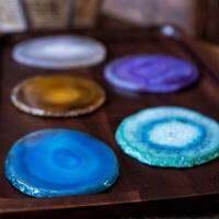 Nordic Natural Agate Stone Flake Texture Transparent Multi-color Coaster Insulation Pad Jewelry Display Tray