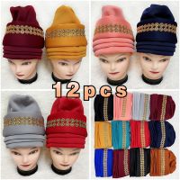 【YF】 Comfortable Worship Hat Twisted Turban Hats Women Cap Beaded For India Scarfs Head Wrap Headband Girl Hair Accessories Lady