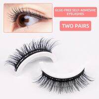 2คู่-Reusable Self-Adhesive False Eyelashes กาวฟรี Fake Eye Lashes สวมใส่ง่าย Fluffy Eyelash Extension เครื่องมือแต่งหน้า