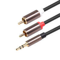 ลวดป้องกันสีดำเปลือกอลูมิเนียมอัลลอยด์ทองแดงปลอดออกซิเจน 3.5mm เลี้ยว 2rca สายสัญญาณเสียงเครื่องขยายเสียงศัพท์มือถือ Double Lotus .