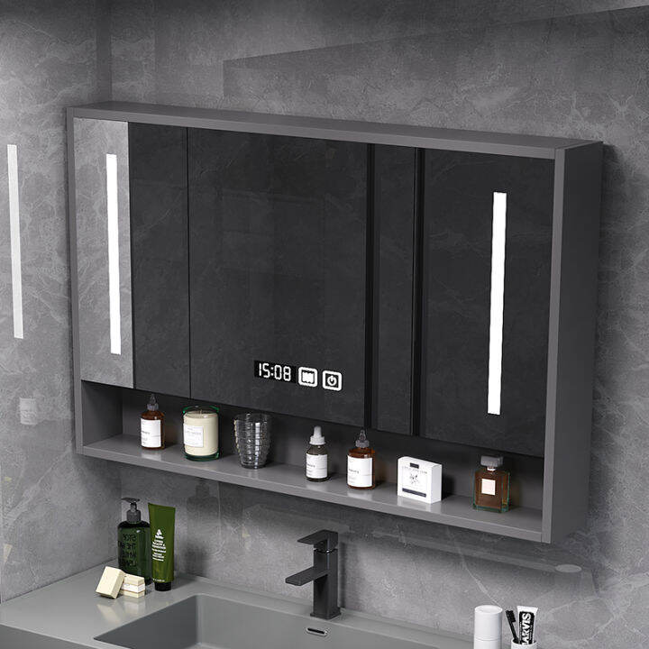 Intelligent bathroom mirror storage integrated with lamp wallmounted vanity