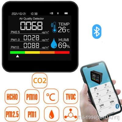 SHUAIYI 9in1 Air Quality Monitor CO2 Meter Carbon Dioxide Detector TVOC HCHO PM2.5 PM1.0 PM10 Temperature Humidity Detection APP Control