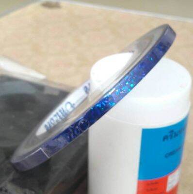 เทปสติกเกอร์สีสะท้อนแสงสีน้ำเงินblue.ลายทราย5mm.ยาว9หลา.1ม้วน