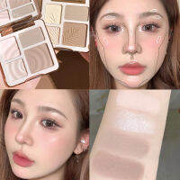 4สี High Contour Palette แต่งหน้า3D Bronzer Matte Facial Contouring Powder Illuminator High Gloss Palette เครื่องสำอาง