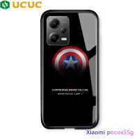 UCUC เคสเคสใส่โทรศัพท์ Xiaomi Redmi Note 12 5G Xiaomi Poco X5 5G Honor X9A 5G เคส Marvucuc เคสใส่โทรศัพท์สำหรับผู้ชาย Ironman Captain อเมริกา,เคสหลังกระจกนิรภัยกันกระแทกฝาปิดซิลิโคนนุ่มเคสมีขอบ