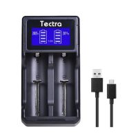 [2023ใหม่] Tectra LCD แท่นชาร์จสองหัวสายยูเอสบีอัจฉริยะอเนกประสงค์ดับเบิลเอทริปเปิลเอ AAA C 26650 22650 21700 18650 17670ที่ชาร์จแบตเตอรี่ลิเธียมไอออน18500