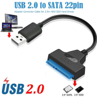 taoranbupxz USB 2.0ถึง SATA 22 PIN LAPTOP Hard Disk Drive SSD ADAPTER CONVERTER CABLE