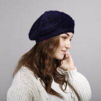 1 Piece of Women 39;s Elegant Multicolor Artist Rabbit Fur Newsboy Beanie Beret Women 39;s Plush Women Casual Painter Hats