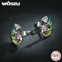 WOSTU 925เงินสเตอร์ลิงสัตว์กิ้งก่าขนาดเล็กน่ารักละเอียดอ่อนแฟชั่นสำหรับผู้หญิงต่างหูตุ้มหูปาร์ตี้เครื่องประดับ CTE587ของขวัญ