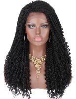 Kalyss 20 Inches Braided Wigs Ombre Synthetic Wig Lace Front Twist Braid Hair Wig for Black Women Box Braid Lace Wig Baby Hair Gift ของขวัญ