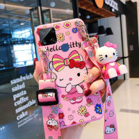 สำหรับ OPPO R15 R15 Pro R17 A15 A15s A53 A33 A32 A35 A52 A72 A92 R9s R11 R11s การ์ตูน Hello Kitty ตุ๊กตา Crossbody โทรศัพท์กรณีปกคลุมซิลิโคนอ่อน