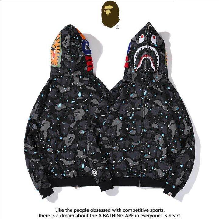 bape-แฟชั่นใหม่หลวมพิมพ์ดาวแขนยาวคลุมด้วยผ้าเสื้อกันหนาวที่ชื่นชอบ