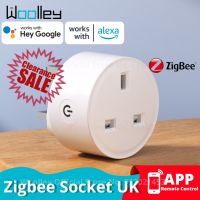 Woolley Smart Plug UK Zigbee 3.0 Wireless Remote Control ON/OFF Switch Smart Home Sockets for Alexa Google Assistant SmartThings