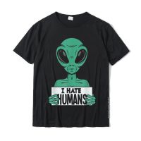 [COD]เสื้อยืดลําลอง ผ้าฝ้าย แขนสั้น พิมพ์ลายเอเลี่ยน I Hate Humans Alien สําหรับผู้ชายS-5XL  E18K