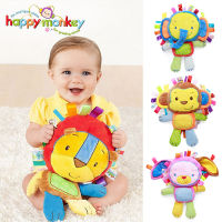 Happy Monkey Kids Plush Baby Rattle Stuffed Animal Cat Developing Educational Learning Toys Gift for Toddler Children 0-12 month