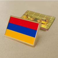 Armenian flag pin 2.5*1.5cm zinc alloy die-cast PVC colour coated gold rectangular medallion badge without added resin