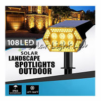 1PCS ไฟเหลือง Solar Landscape Spotlights 108 LED