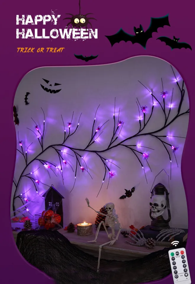 Halloween trang trí nho ánh sáng LED mô phỏng đèn treo cây Spider ...