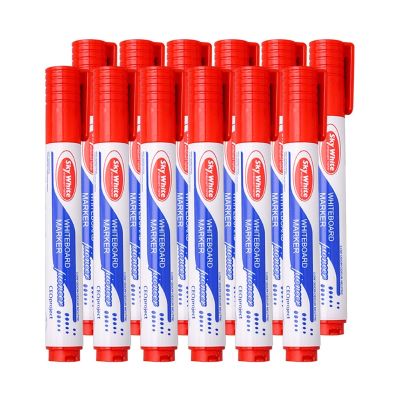 12PcsSet Erasable Whiteboard Marker Pen Thick Head Fine Tip Refillable Non Toxic Liquid Ink Colored Writing Pens for School Off