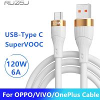 RUZSJ 120W 6A USB Type C ชาร์จไฟรวดเร็วสำหรับ OPPO Find X Reno R17 VIVO Oneplus 9 Xiaomi Huawei Type-C USB สายเคเบิล Super VOOC