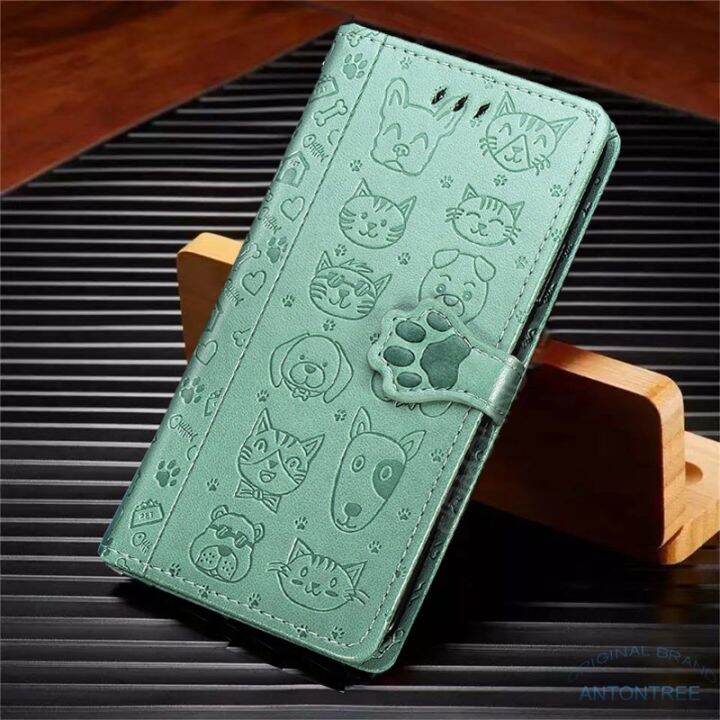 เคสเคสโทรศัพท์ไอโฟนแบบหนังกระเป๋าสตางค์หนังแบบพับลายนูนรูปแมวและสุนัข-x7a-น่ารักปกหนังพรีเมี่ยม-honor-x8a