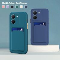 เคสซิลิโคนนิ่มสีเหลี่ยมสำหรับกล้อง Vivo Y36 4G 5G ปกป้องด้านหลัง TPU นุ่มกันกระแทกด้วยช่องเสียบบัตรแบบกระเป๋าสตางค์