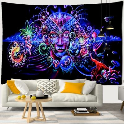 【CW】▨  Psychedelic Wall Tapestry Multipurpose Floral Print Hanging Household Background